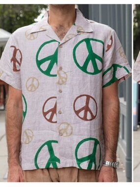 3Sixteen 3sixteen’s 20th Anniversary Linen Vacation Peace Sign Shirt Large